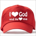 Sapca culoare rosie I love God and....